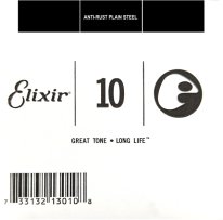 Elixir 13010 Anti-Rust Plated Plain Steel .010, Single Guitar String