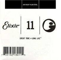 Elixir 13011 Anti-Rust Plated Plain Steel .011, Single Guitar String