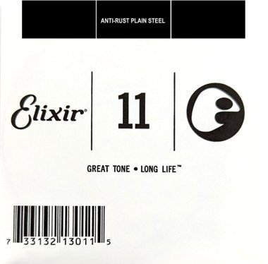 Elixir 13011 Anti-Rust Plated Plain Steel .011, Single Guitar String