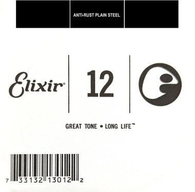 Elixir 13012 Anti-Rust Plated Plain Steel .012, Single Guitar String