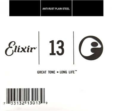 Elixir 13013 Anti-Rust Plated Plain Steel .013, Single Guitar String