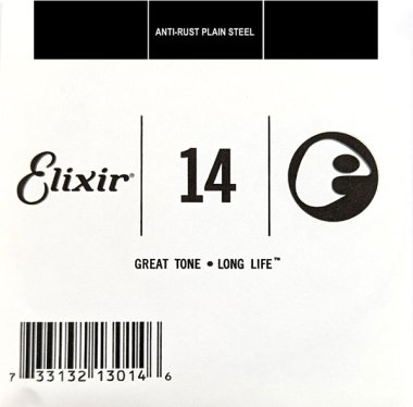 Elixir 13014 Anti-Rust Plated Plain Steel .014, Single Guitar String