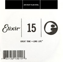 Elixir 13015 Anti-Rust Plated Plain Steel .015, Single Guitar String