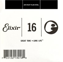 Elixir 13016 Anti-Rust Plated Plain Steel .016, Single Guitar String