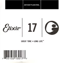 Elixir 13017 Anti-Rust Plated Plain Steel .017, Single Guitar String