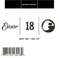 Elixir 13018 Anti-Rust Plated Plain Steel .018, Single Guitar String