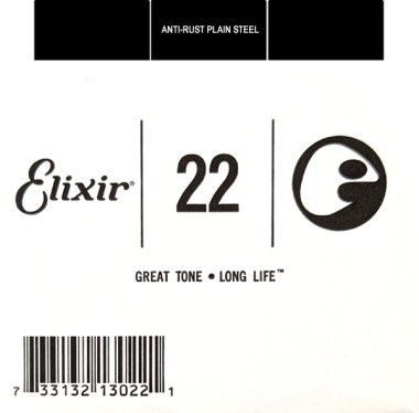 Elixir 13022 Anti-Rust Plated Plain Steel .022, Single Guitar String