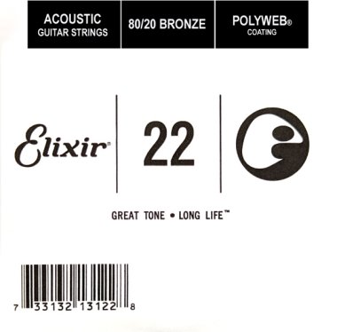Elixir 13122 Polyweb 80/20 Bronze Acoustic .022, Single Guitar String