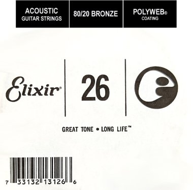 Elixir 13126 Polyweb 80/20 Bronze Acoustic .026, Single Guitar String
