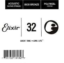 Elixir 13132 Polyweb 80/20 Bronze Acoustic .032, Single Guitar String