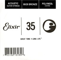 Elixir 13135 Polyweb 80/20 Bronze Acoustic .035, Single Guitar String