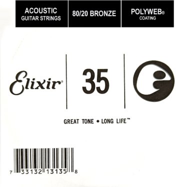 Elixir 13135 Polyweb 80/20 Bronze Acoustic .035, Single Guitar String