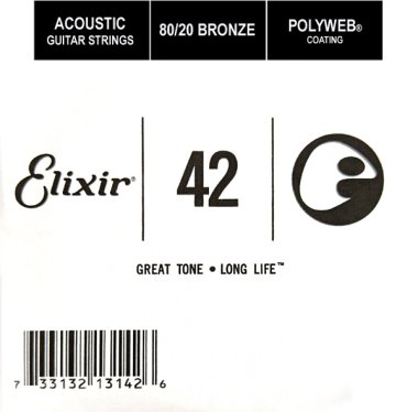 Elixir 13142 Polyweb 80/20 Bronze Acoustic .042, Single Guitar String
