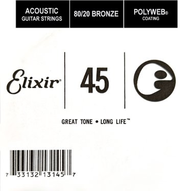 Elixir 13145 Polyweb 80/20 Bronze Acoustic .045, Single Guitar String