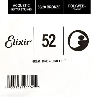 Elixir 13152 Polyweb 80/20 Bronze Acoustic .052, Single Guitar String