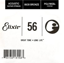 Elixir 13156 Polyweb 80/20 Bronze Acoustic .056, Single Guitar String