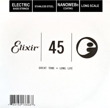 Elixir 13346 Nanoweb Electric Bass Stainless Steel .045, Single String