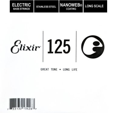 Elixir 13426 Nanoweb Electric Bass Stainless Steel .125, Single String