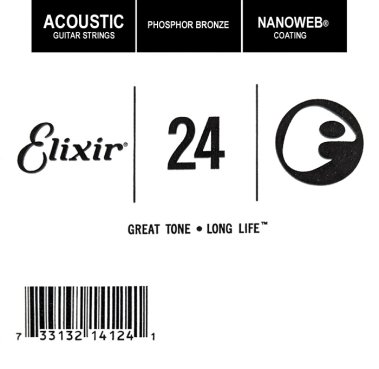 Elixir 14124 Nanoweb Phosphor Bronze Acoustic .024, Single String