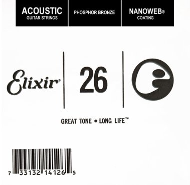 Elixir 14126 Nanoweb Phosphor Bronze Acoustic .026, Single String