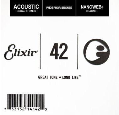 Elixir 14142 Nanoweb Phosphor Bronze Acoustic .042, Single String