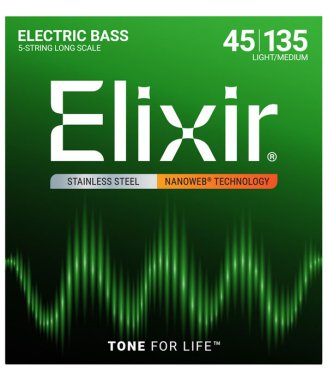 Elixir 14782 Electric Bass Stainless Steel Nanoweb 5 String 45-135