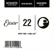 Elixir 15122 Nanoweb 80/20 Bronze Acoustic .022, Single Guitar String