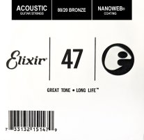 Elixir 15147 Nanoweb 80/20 Bronze Acoustic .047, Single Guitar String