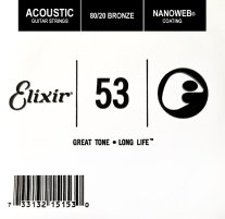 Elixir 15153 Nanoweb 80/20 Bronze Acoustic .053, Single Guitar String