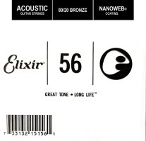 Elixir 15156 Nanoweb 80/20 Bronze Acoustic .056, Single Guitar String