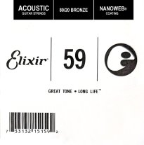 Elixir 15159 Nanoweb 80/20 Bronze Acoustic .059, Single Guitar String