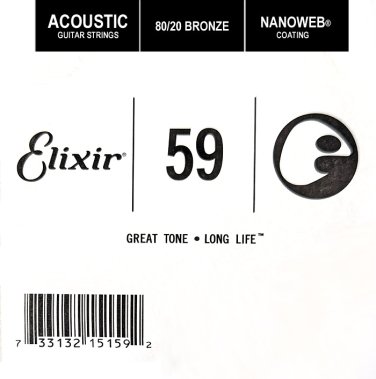 Elixir 15159 Nanoweb 80/20 Bronze Acoustic .059, Single Guitar String