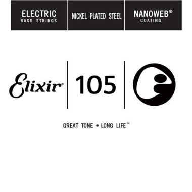 Elixir 15406 Nanoweb Coated Electric Bass .105 XL, Single String