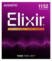 Elixir 16027 Nanoweb Coated Phosphor Bronze Acoustic Custom Lt 11-52