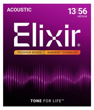 Elixir 16102 Nanoweb Coated Phosphor Bronze Acoustic Medium 13-56