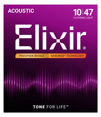 Elixir 16152 Nanoweb Coated Phos Bronze Acoustic 12 string Light 10-47
