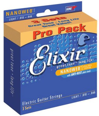 Elixir 16503 3-PACK Nanoweb Coated Electric (10-46) Full Set
