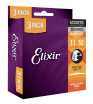 Elixir 16538 Nanoweb Coated 80/20 Bronze Acoustic Cstm Lt 11-52 3-PACK