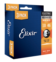 Elixir 16542 Nanoweb Coated Electric Guitar Strings 10-46 3-PACK