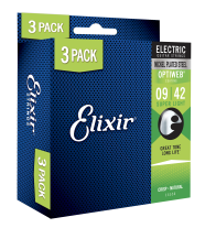 Elixir 16550 Optiweb Coated Electric Guitar Strings Sup-Lt 9-42 3-PACK