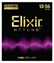 Elixir 21102 Attune Phosphor Bronze Acoustic Guitar Strings Medium 13-56