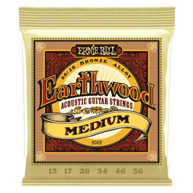 Ernie Ball 2002 Earthwood Acoustic 80/20 Bronze Strings Med 13-56