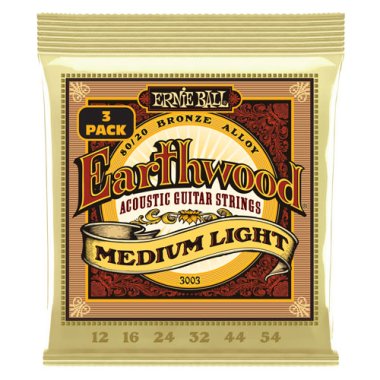 Ernie Ball 3-Pack Earthwood 3003 Acoustic 80/20 Bronze Strings Med-Lt 12-54
