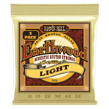Ernie Ball 3-Pack Earthwood 3004 Acoustic 80/20 Bronze Strings Lt 11-52