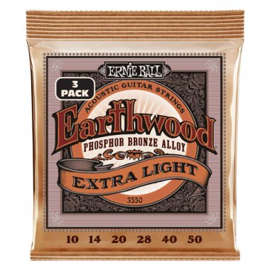 Ernie Ball 3-Pack Earthwood 3550 Phosphor Bronze Acoustic Strings 10-50