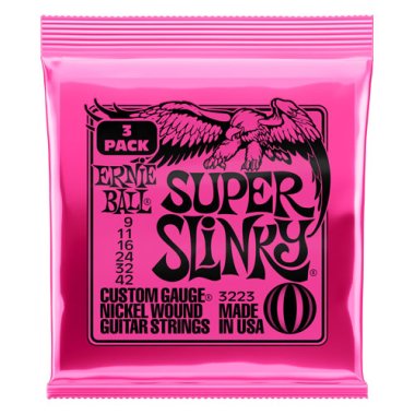 Ernie Ball 3-Pack Super Slinky 3223 Electric Guitar Strings 9-42