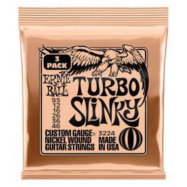 Ernie Ball 3-Pack Turbo Slinky 3224 Electric Guitar Strings 9.5-46