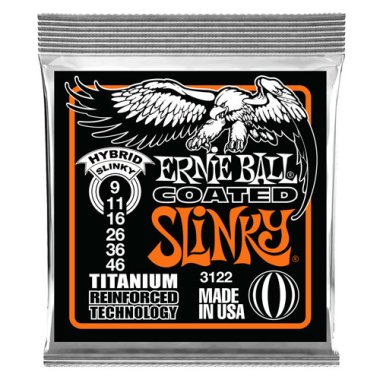Ernie Ball 3122 Hybrid Slinky Coated Titanium RPS Strings 9-46
