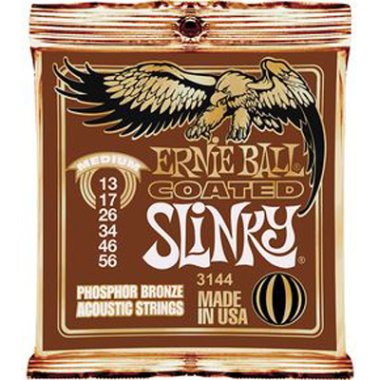 Ernie Ball 3144 Coated Slinky Acoustic Phosphor Bronze Medium 13-56