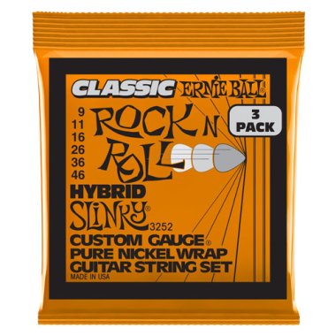 Ernie Ball 3252 Classic Hybrid Slinky Pure Nickel Electric 9-46 3-Pack